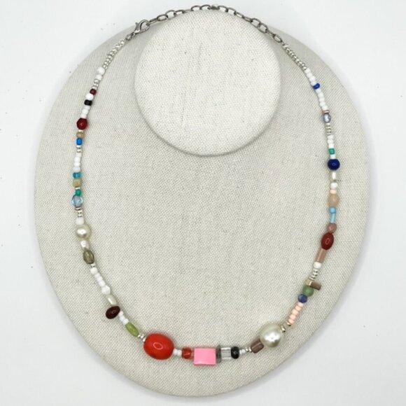 Handmade Mixed Media Beaded Necklace - Vintage & New Beads - Picture 1 of 1